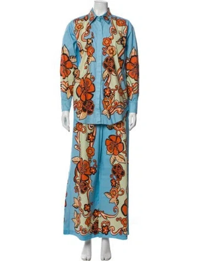 Pre-owned Alemais Printed Pant Set In Blue