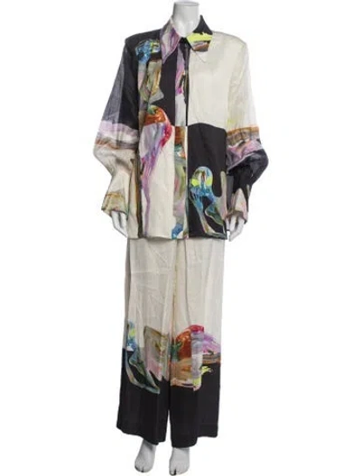 Pre-owned Alemais Printed Pant Set W/ Tags In Neutrals