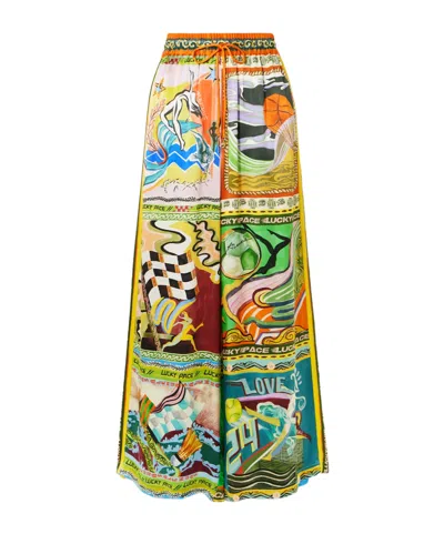 Alemais Printed Satin Wide Leg Pants In Multi