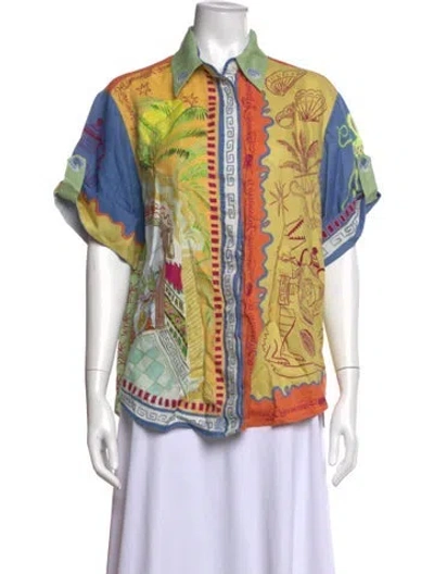 Pre-owned Alemais Printed Short Sleeve Blouse In Multicolor