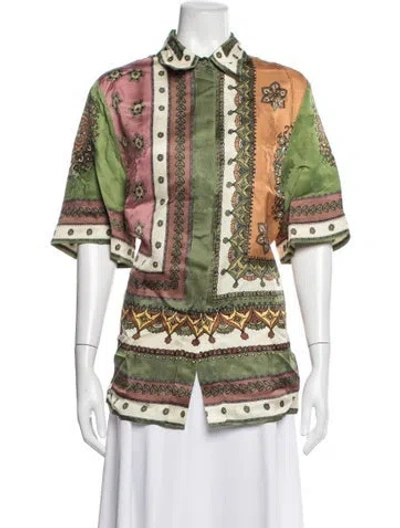 Pre-owned Alemais Printed Short Sleeve Blouse W/ Tags In Multicolor