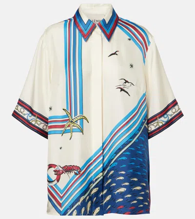 Alemais Alémais Printed Silk Satin Shirt In White