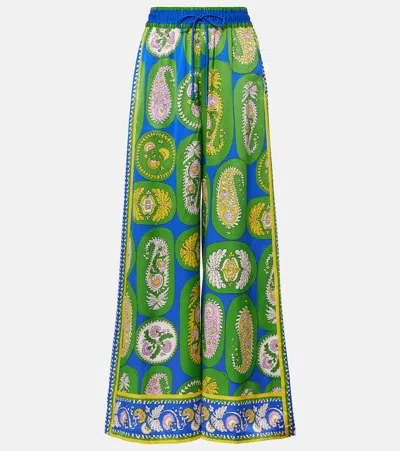 Alemais Printed Silk Satin Wide-leg Pants In Multicoloured