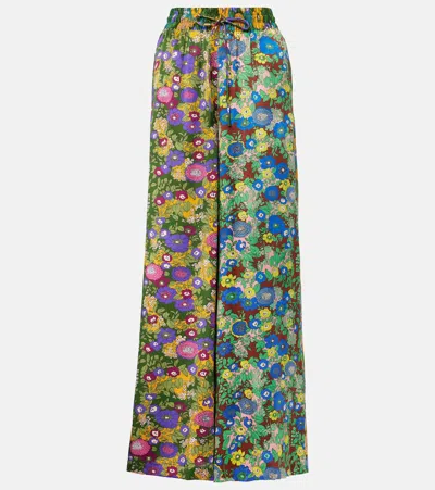 Alemais Printed Silk Satin Wide-leg Pants In Multicoloured