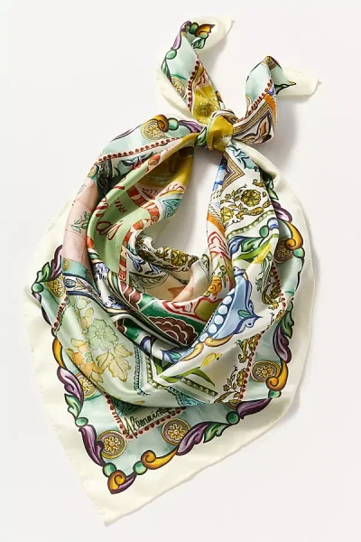 Alemais Printed Silk Scarf In Sand