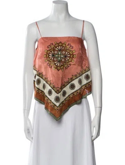 Pre-owned Alemais Printed Square Neckline Top W/ Tags In Orange