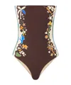 Alemais Maroc Printed Swimsuit In Brown