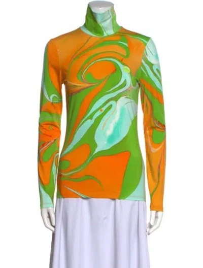 Pre-owned Alemais Printed Turtleneck Tunic In Green