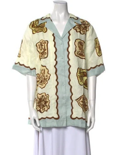 Pre-owned Alemais Printed V-neck Tunic W/ Tags In Multi