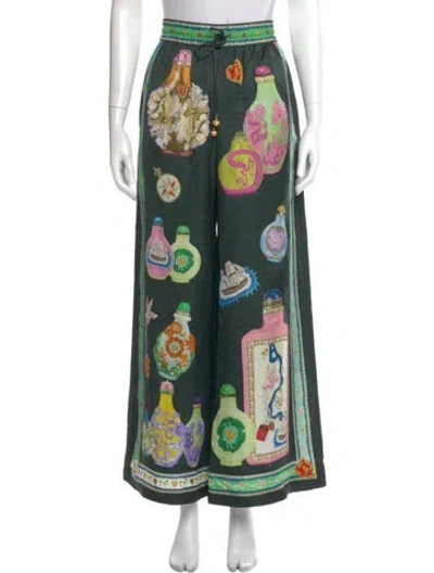 Pre-owned Alemais Printed Wide Leg Pants In Green