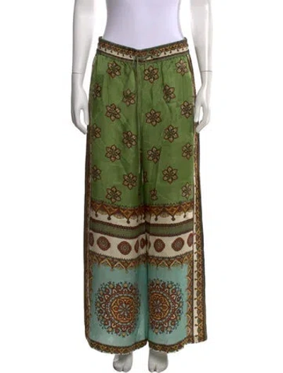 Pre-owned Alemais Printed Wide Leg Pants In Green