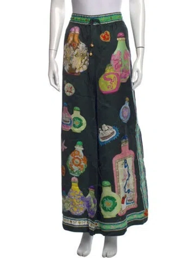 Pre-owned Alemais Printed Wide Leg Pants In Green