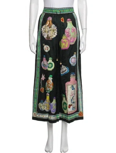 Pre-owned Alemais Printed Wide Leg Pants In Green
