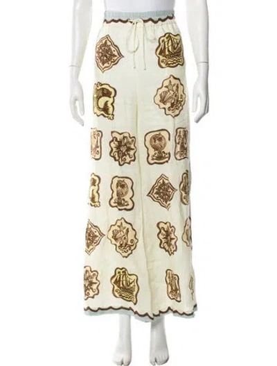 Pre-owned Alemais Printed Wide Leg Pants In Yellow