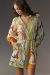 Alemais Rafaela Long-sleeve Linen Mini Dress In Multicolor