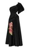 Alemais Regent Noir Printed Taffeta Midi Dress In Black