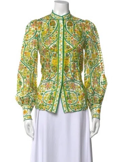Pre-owned Alemais Rhonda Blouse Floral Print Blouse In Green