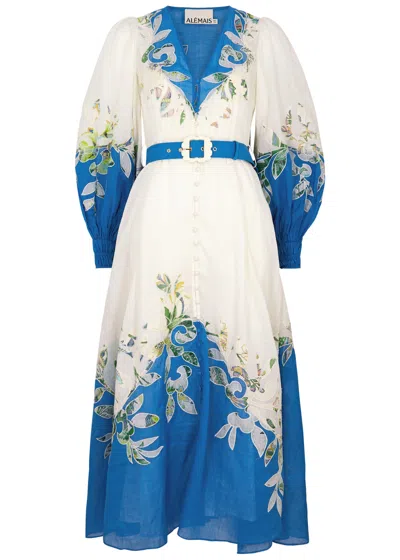 Alemais Rita Floral-appliquéd Midi Dress In White