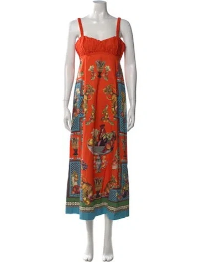 Pre-owned Alemais Rocco Long Dress In Orange