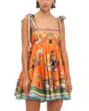 Alemais Womens Multi Rocco Graphic-pattern Flax Mini Dress In Orange