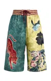 Alemais Rochester Animal-print Drawstring Shorts In Green