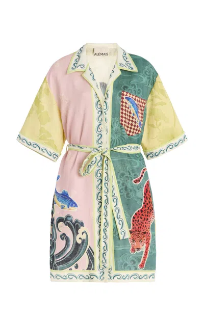 Alemais Rochester Linen Mini Shirt Dress In Multi