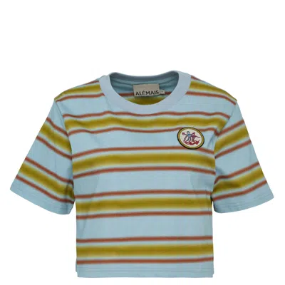 Alemais Rosanna Cropped Stripe Tee In Blue