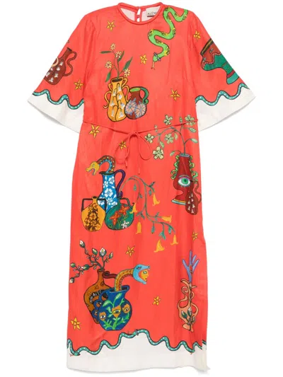 Alemais Rose T-shirt Dress In Orange