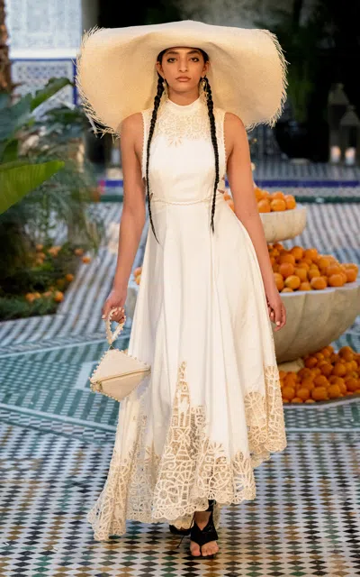 Alemais Rosemary Embroided Linen-blend Gown In White