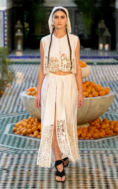 Alemais Rosemary Embroidered Linen-blend Top In White