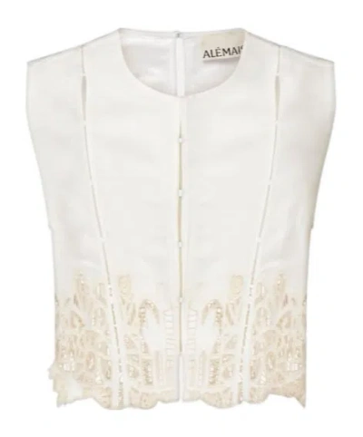 Alemais Rosemary Embroidered Linen-blend Top In Multi