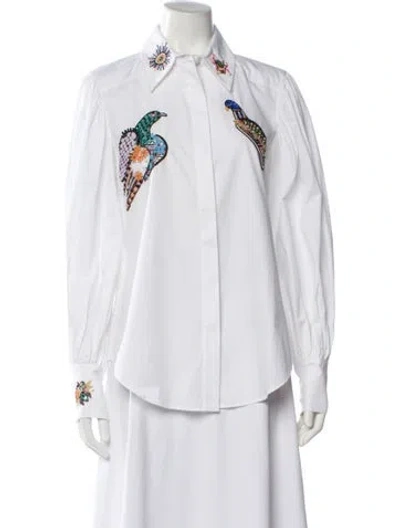 Pre-owned Alemais Rowena Printed Blouse In White