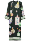 Alemais Royal Satin Jacquard Maxi Dress In Dark Teal