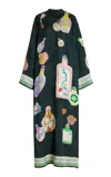 Alemais Royal Satin Jacquard Maxi Dress In Green