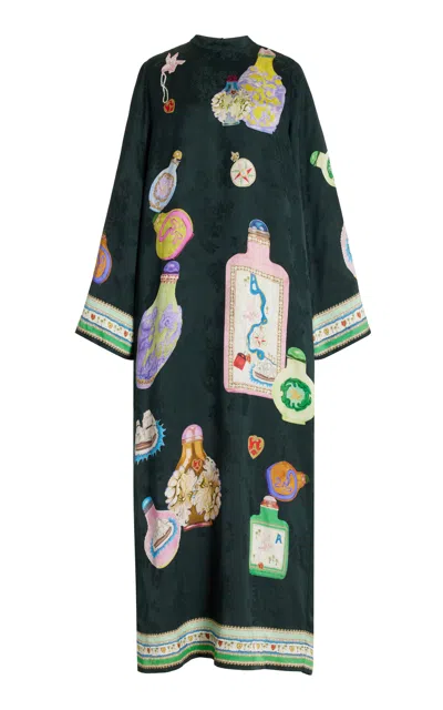 Alemais Royal Satin Jacquard Maxi Dress In Multicoloured