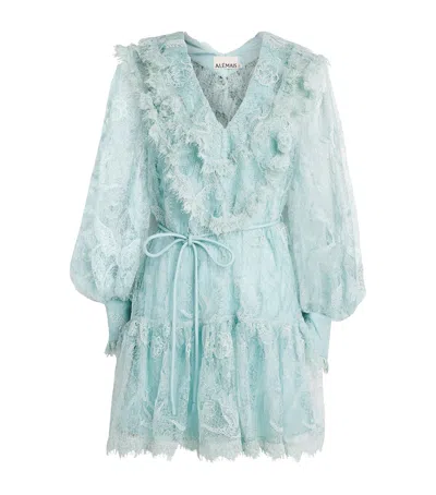 Alemais Ruffled Lace Winifred Mini Dress In Blue