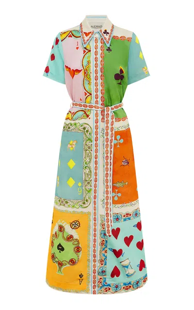 Alemais Rummy Printed Linen-blend Shirt Maxi Dress In Multi