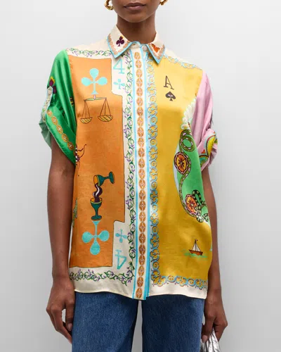 Alemais Rummy Printed Silk-satin Shirt In Multi