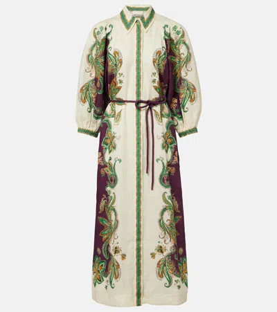 Alemais Ruthie Printed Linen Shirt Dress In Multi