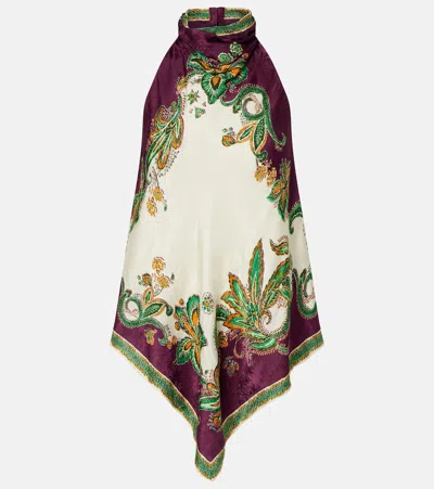 Alemais Ruthie Halterneck Silk-blend Top In Multi