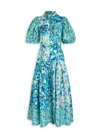 Alemais Sacha Puff-sleeve Midi Shirt Dress