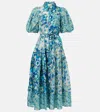 Alemais Sacha Puff-sleeve Midi Shirt Dress