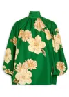 Alemais Sage Floral-print Silk Blouse