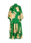 Alemais Sage Floral-print Silk Gown