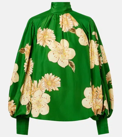 Alemais Alémais Sage Floral Silk Blouse In Green