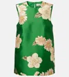 Alemais Sage Printed Recycled Satin-twill Top In Green