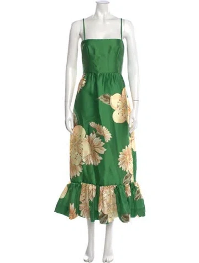 Pre-owned Alemais Sage Long Dress In Green