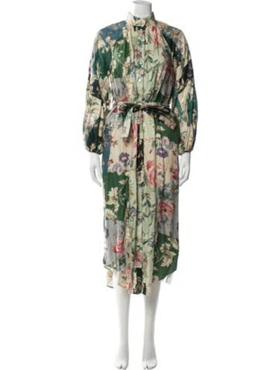 Pre-owned Alemais Sage Long Dress In Green