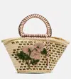 Alemais Sage Medium Embellished Raffia Tote Bag In Multi