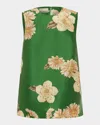 Alemais Sage Printed Recycled Satin-twill Top In Green